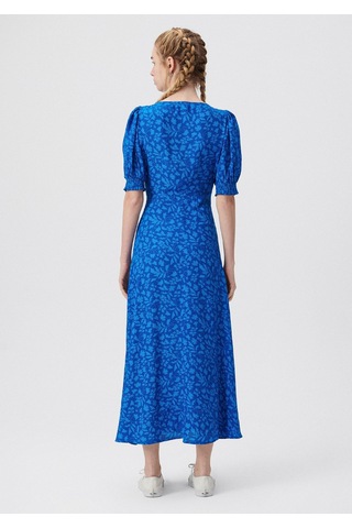 Mavi - Sarmaşık Baskılı Mavi Elbise 131158-85357