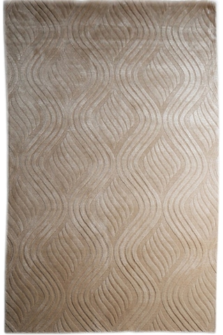 Çam Halı Emboss Jr10 Bej Modern Desen Yeni Zellanda Yünü Ve Viskon El Dokuması Halı - 80x150 Bej