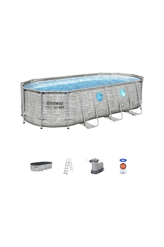 Bestway 56716 Power Steel Vista Serisi 2- Prefabrik Yer Üstü Havuz Seti 5,49 M X 2,74 M X 1,22 M
