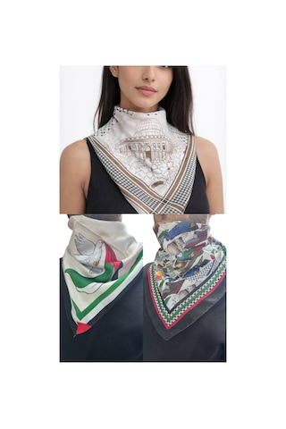 Aldaıyr 3 Adetfilistin Temalı Fular 50x50 Unisex Günlük Kullanıma Uygun Puşi Şal Kefiye Filistin Çok Renkli O