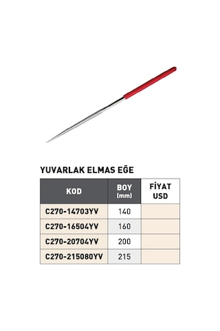 Fett 215mm Pld Yuvarlak Elmas Eğe