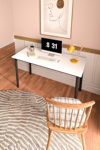 Viva Çalışma Masası Bilgisayar Masası Ofis Masası 110x55 Beyaz Siyah  -  Beyaz