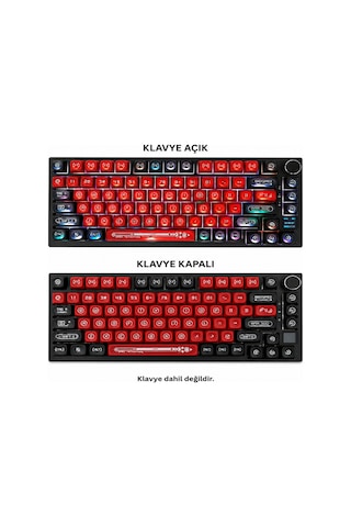 Klavye Keycaps -136 Tuşlu Kırmızı, Yarı Şeffaf Işık Geçiren Tuş Takımı