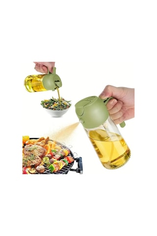 Buffer 2si 1arada Yağ Dökücü Ve Spreyli Yağdanlık Cam Yağ Püskür Şeffaf