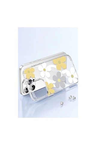 Tedar Joko Apple iPhone Uyumlu 14 Floral Magsafe Kapak - Turuncu Najmaddin standart