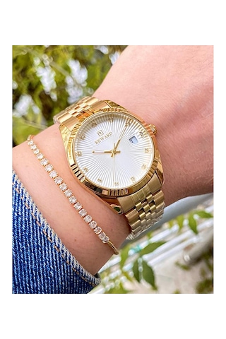 Reward Rw0793 Takvimli Taşlı Çelik Kordon Kadın Kol Saati+bilekli