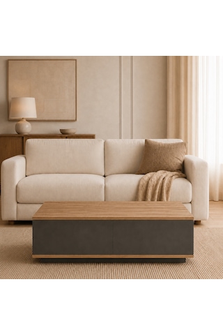The Voguemaxima Bellagio 2 Kapaklı Orta Sehpa 90 60 23,6 Cm Çam-antrasit Atlantik Çam - Antrasit