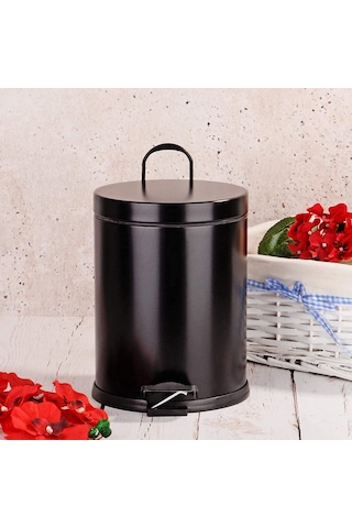 Pedallı Banyo Çöp Kovası 5lt Siyah Beyaz Pembe Metal Çok Renkli