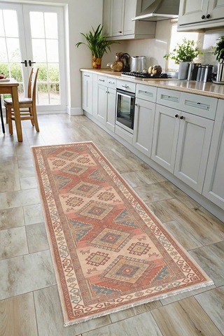 Dekoratif Halı Kaymaz Taban Leke Tutmaz Yıkanabilir Kilim Özel Ölçü Salon Halısı 3049 Çok Renkli