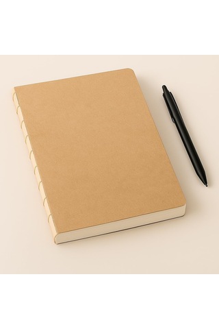 Özel Tasarım Kraft Kapaklı A4 Defter - 180 Derece Açılabilir, Sırtı Dikişli,%100 El İşçiliği, Ofis, Okul, Günlük Kullanım İçin İdeal Defter Kareli