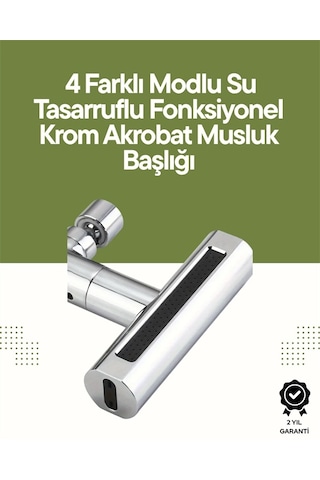 Krom Musluk Başlığı 4'ü 1 Arada Su Çıkışı Kolay Montajlı Diğer