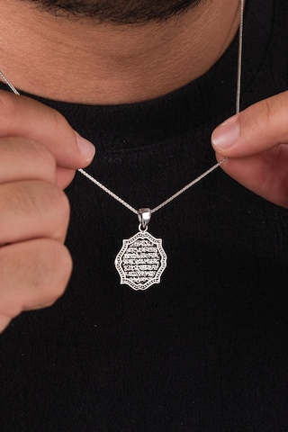 925 Ayar Gümüş Ayetel Kürsi Ayet Karartmalı Model Kolye Gümüş