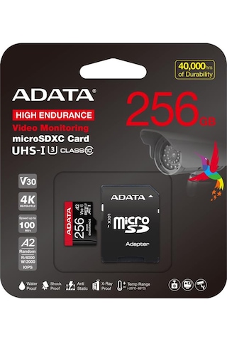Adata 256 Gb High Endurance Microsdxc 4k U3 V30 A2 Hafıza Kartı