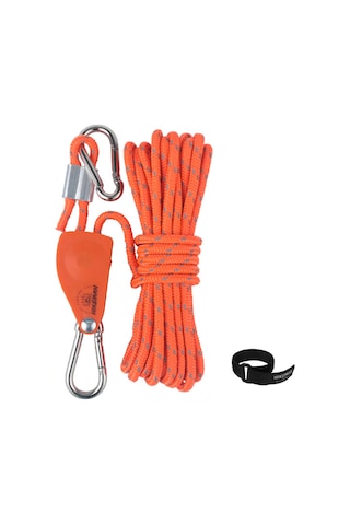 Springsun Turuncu 6mm 5m Poliester Kamp Rope, Kaydırma Ayarlı Zincir Alaşımlı Pulley, 348kg Yük Kapasitesi Portakal