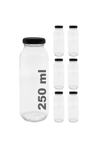 Afracam Meyve Suyu Şeffaf 250 ml Metal Kapaklı Cam Şişe 6 Adet