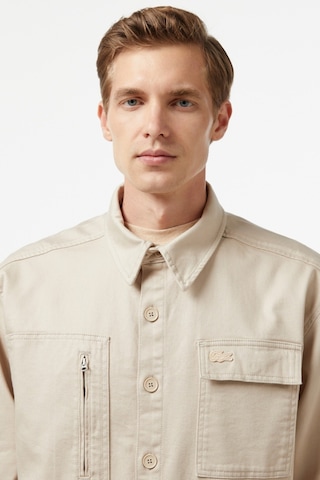 Lacoste Men's Relaxed Fit Beige Shirt Bol Kesim Erkek Gömlek Bej