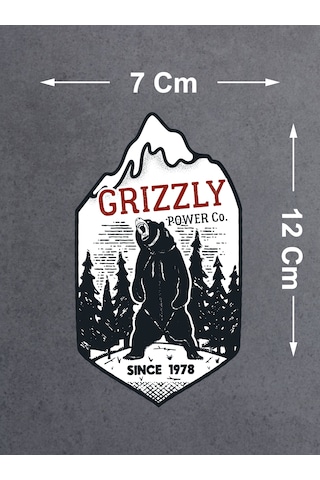 Boz Ayı Grizzly Sticker - Off Road 4x4 Adventure Kamp Dağ Orman Sticker - Araba Oto Motosiklet Karavan Sticker - 00047 12X7 Cm