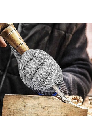 Gajeena 2 Adet Çelik Teli Ve Naylon İş Eldiveni - Kesilmeye Dayanıklı, Kolluk Kısmı Ayarlanabilir El Koruyucu - Gri Renk