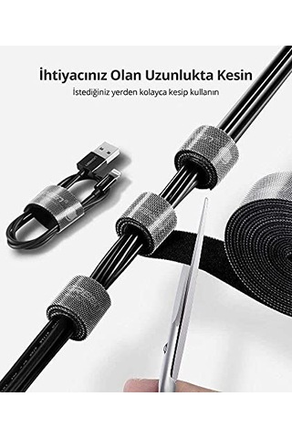 Ugreen Kablo Düzenleyici Cırt Band, 5 Metre