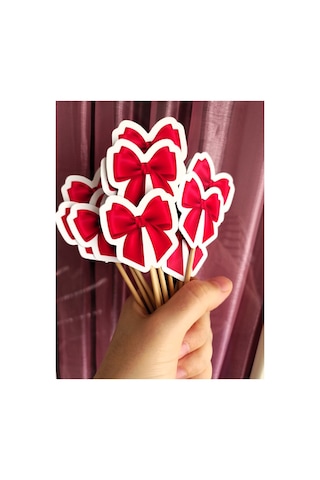 20 Adet Pembe Fiyonk Pasta Kürdanı 5cm Cupcake Pasta Süsü Kurabiye Nişan Söz Kokteyl Bride To Be