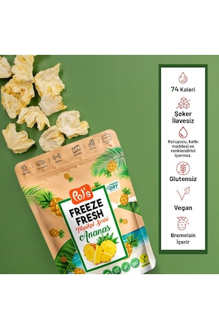 Pol's Freeze Fresh Ananas 20 G X 3 Adet Freeze Dry Dondurularak Kurutulmuş Meyve 20 G