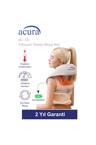 Acura Ac-720 5 Boyutlu, Isıtmalı Ovmalı Masaj Aleti Bej