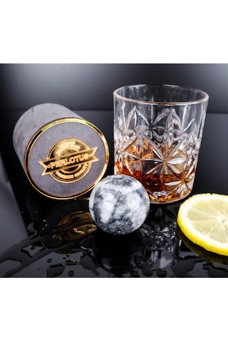 Perlotus Neptün Seri Küre Granit Mermer Viski Taşı Premium Kadife Kutusunda 1 Adet
