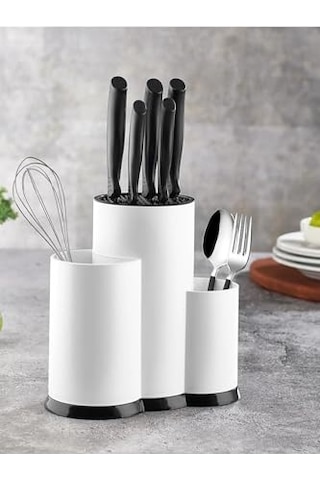Tezgah Üstü Bıçaklık Kepçelik Ve Kaşıklık Düzenleyici Organizer Beyaz 30 X 34 Diğer