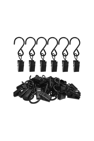 Kosona 50 Adet S形 Sünger, Paslanmaz Çelik, Ev Dekorasyonu, Bahçe, Partiler, Tente, Perde, Fotoğraf Asma Kancaları, Siyah Çok Renkli