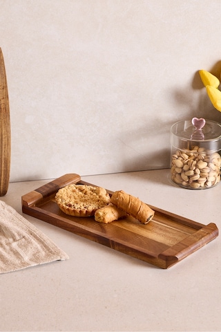 Akasya Sunumluk Kulplu 35x14,5 Cm Kahverengı Kahverengi