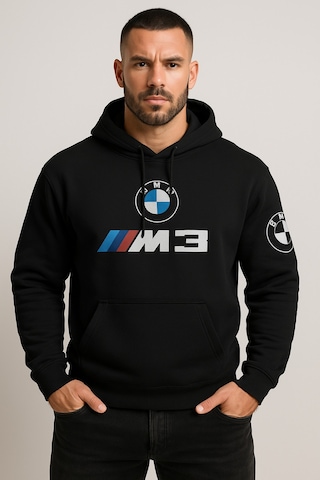 Hmo Store Unisex Siyah Hoodie Bmw Logolu Rahat Kesim Siyah