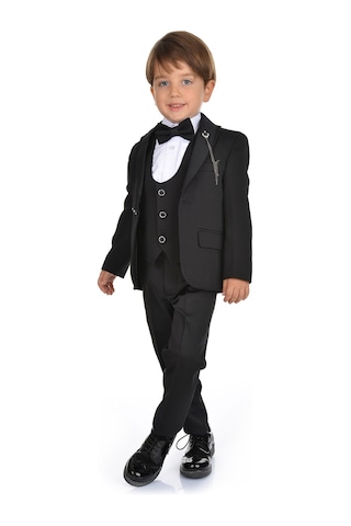 Ceketli Yelekli Erkek Çocuk Damatlık Takım Elbise