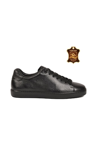 Ayakmod Siyah Floter Büyük Numara Hakiki Deri Erkek Casual Ayakkabı Sneaker 751m21 M