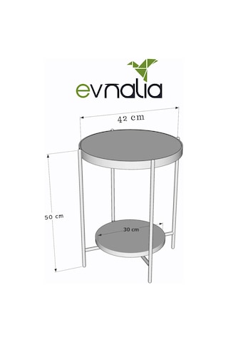 Nordic Yan Sehpa Temperli Cam 40 Cm Demonte Çizilmez Kırılmaz Metal Çerçeve Raflı Minimalist Sehpa - Beyaz Beyaz