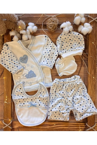 Betül Bebek Mavi 5li Ayıcıklı Hastane Çıkış Seti Mavi