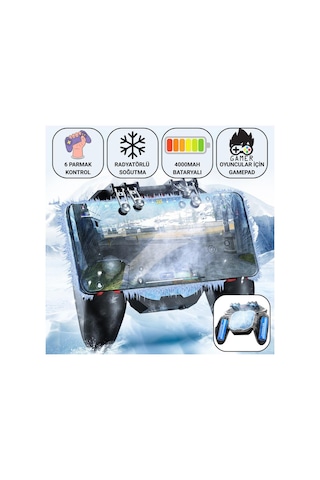 Coofbe Profesyonel Yüksek Hassasiyetli 4000mah Şarjlı 6 Parmak Telefon Soğutucu Ve Joystick Gamepad Tetik