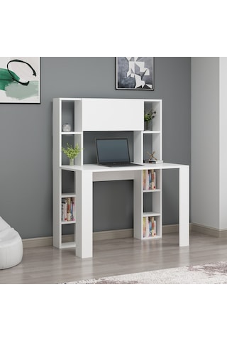 Dekorosso Dekorosso Vital Raflı Dolaplı Çalışma Masası Beyaz