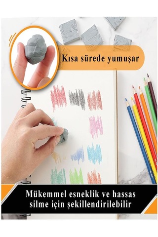 Renkli Hamur Silgi Kutulu 4 Adet Silka Hamur Silgi Çizim Silgisi Yoğrulabilir Silgi Plastik Kutulu Resim Sanatsal Silgi