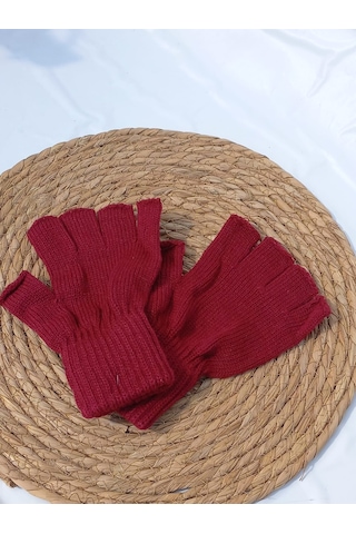 Salar Ticaret Salarticaret Klasik Yarım Parmak Eldiven Bordo Unisex Bordo