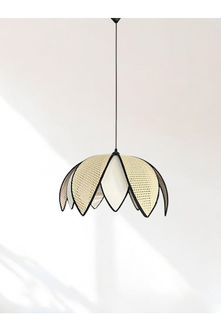 Modern Hazeran Görünümlü Çift Yapraklı Çiçek Şeklinde Bohem Rustik Avize - Bej Bej