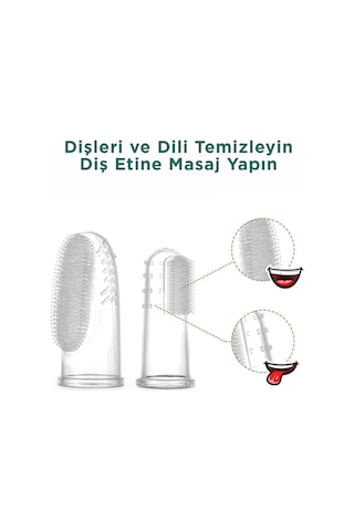 Mucit Home Slikon Parmak Bebek Diş Kaşıyıcı Ve Şeffaf Renk Yumuşak Fırça Kutulu Erkek Ve Kız Çocuk