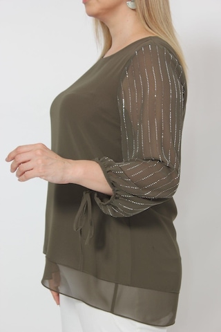 Moda Berray 3243 Kolu Taş Baskılı Şık Bluz Haki 001