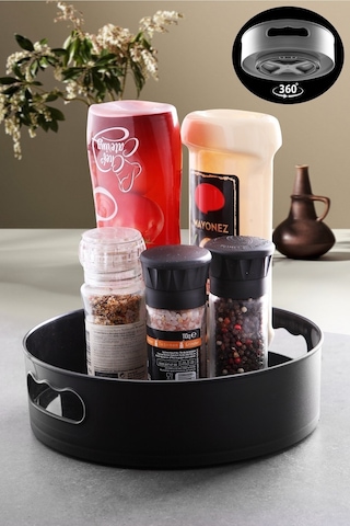 Kitchen Life Düzenleyici Tepsi 360 Derece Dönen Siyah Banyo&buzdolabı Siyah Syn
