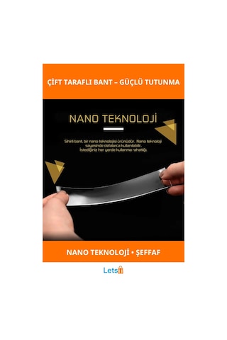 Süper Güçlü Şeffaf Çift Taraflı Bant 1 Adet Nano Teknoloji 1 Adet