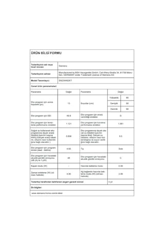Siemens SN23IW62KT 6 Programlı 13 Kişilik Bulaşık Makinesi