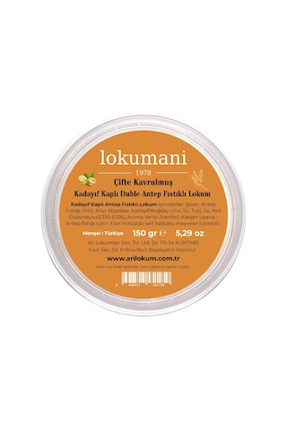 Kadayıf Kaplı Çifte Kavrulmuş Antep Fıstıklı Lokum 150 Gr