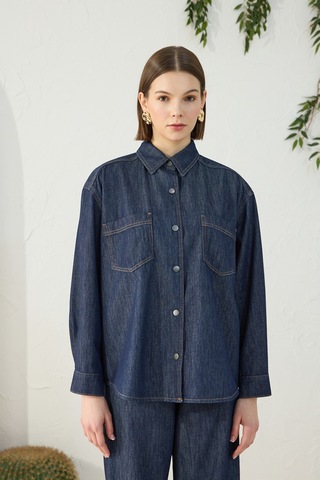 Aker Lacivert Denim Gömlek Lacivert Lacivert