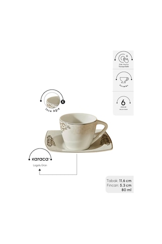 Karaca  Nazende 6 Kişilik Kahve Fincanı Takımı 80 ml