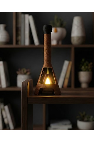 Elana Design Şömine Led Dekoratif Mumluk Masa Üstü Ambiyans Lambası Led Mum Dahil Kiremit