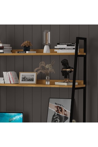 Asra Trend Metal Kitaplıklı Çalışma Masası METALKÇM01 %100 MDF Raf Üniteli Petra
